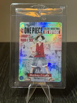 One Piece Monkey.D.Luffy US College Basketball Promo Card SEALED - Image 1
