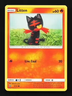 Litten 15/73 LP Shining Legends English Pokemon Card TCG - Image 1