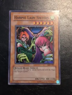 Yu-Gi-Oh! SUPER RARE CARD HARPIE LADY SISTERS MRD-009 1996 VINTAGE PRINT LP - Image 1