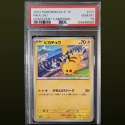2024 POKEMON JPN SV-P PROMO GYM EVENT CAMPAIGN #197 PIKACHU PSA 10 - Image 1