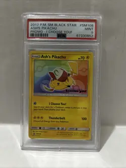 2017 Pokemon SM BLACK STAR PROMOS #SM108 Ash’s Pikachu Promo I CHOOSE YOU! PSA 9 - Image 1