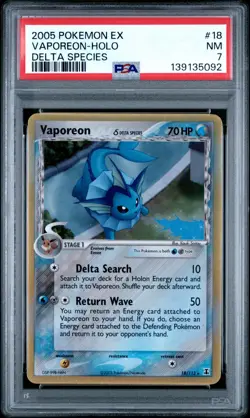 2005 Pokemon EX Delta Species Vaporeon-Holo #18 PSA NM 7 - Image 3