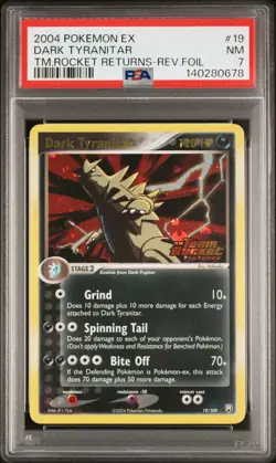 2004 POKEMON EX TEAM ROCKET RETURNS #19 DARK TYRANITAR-REVERSE FOIL PSA 7 - Image 1