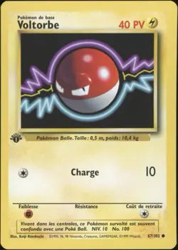 1999 Pokemon FRENCH 1st Edition Base Set Voltorbe-Voltorb 67/102 NM-MT - Image 1