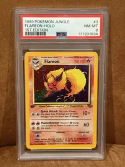 1999 POKEMON JUNGLE 1ST EDITION #3 FLAREON - HOLO PSA 8 - Image 1