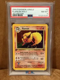 1999 POKEMON JUNGLE 1ST EDITION #3 FLAREON - HOLO PSA 8 - Image 3