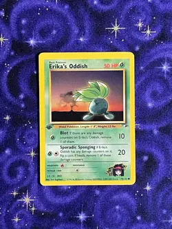 Pokemon TCG Erika's Oddish 78/132 1st Edition Gym Heroes - LP - Image 1