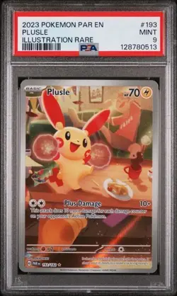 PSA 9 Mint Plusle 193/182 Illustration Rare Pokemon Paradox Rift SV04 - Image 2