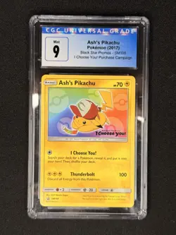 CGC 9 MINT Ash's Pikachu SM108 2017 Pokemon I Choose You! - Image 1