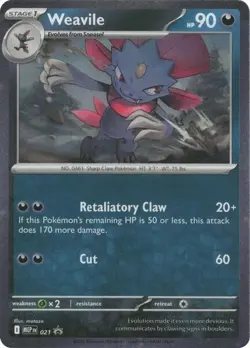Weavile *Cosmos Holo* #021 (Black Star/Mega Promo) MEP Pokemon (Promo) NM - Image 3