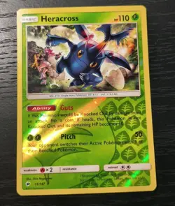 Pokemon Burning Shadows Heracross Reverse Holo Rare Card 11/147 LP - Image 1