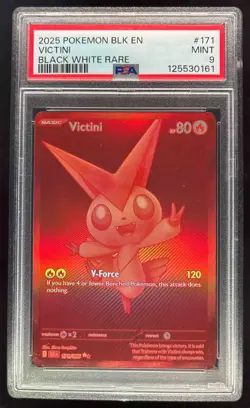 2025 Pokemon SV Black Bolt - BLK EN #171/086 Victini Black and White Rare PSA 9 - Image 1