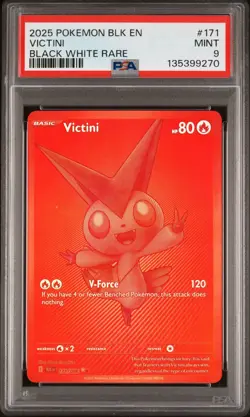 2025 Pokemon Blk En-Black Bolt 171/086 Victini Black White Rare PSA 9 MINT - Image 1