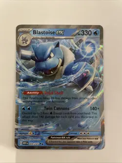 Pokemon TCG Blastoise Holo EX Double Rare Scarlet & Violet 151 Card 009/165 - Image 1