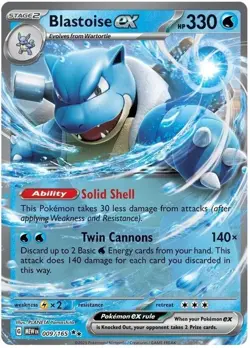 Pokemon TCG Blastoise Holo EX Double Rare Scarlet & Violet 151 Card 009/165 - Image 1