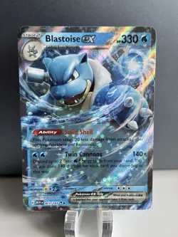 Pokemon TCG Blastoise Holo EX Double Rare Scarlet & Violet 151 Card 009/165 - Image 1
