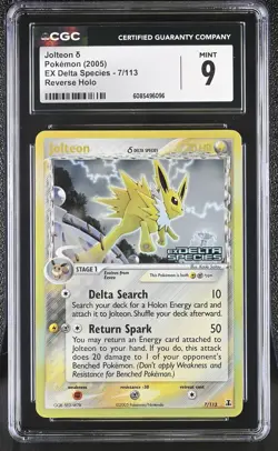 CGC 9 MINT Jolteon EX Delta Species 7/113 Reverse Holo STAMPED Pokemon Card - Image 1