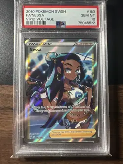 Pokemon TCG Vivid Voltage Nessa Full Art Ultra Rare Card 183/185 PSA 10 Gem Mint - Image 1