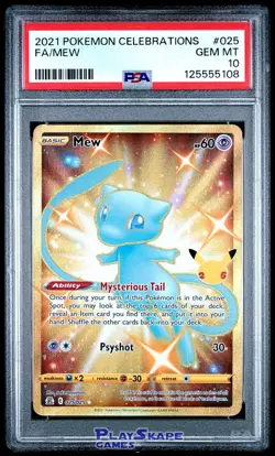 Pokemon Card PSA 10 Mew 025/025 Gold Shiny Celebrations Full Art FA 2021 - Image 1