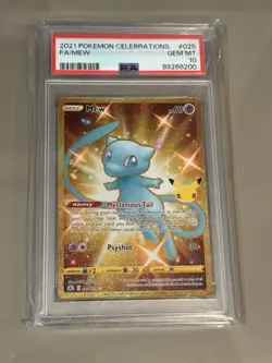 Pokemon Card PSA 10 Mew 025/025 Celebrations Full Art Shiny Gold Rare 25th 2021 - Image 1