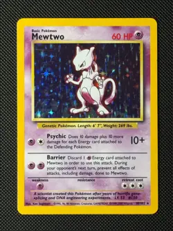 Pokemon Cards Mewtwo 10/102 Holo 4th Print 1999-2000 Base Set Rare NM - Image 1