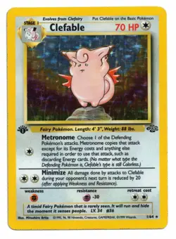 Pokemon Card: Clefable HOLO 1/64 Jungle Set 1st Edition Vintage Rare! EX - Image 1