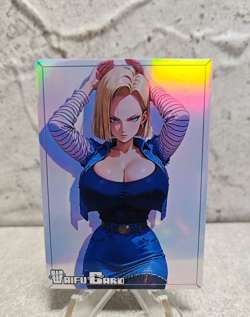Android 18 Trading Card Waifu Goddess Story Anime Girl holo Karte Manga Full Art - Image 1