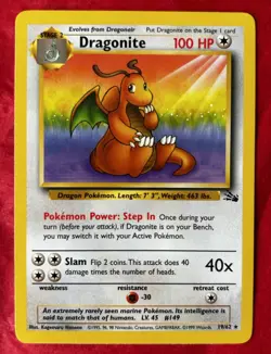 Dragonite 19/62 Fossil Regular 1999-2000 Pokemon TCG Card (non holo) - Image 1
