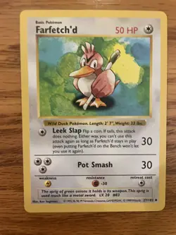 Farfetch'd 027/102 Shadowless Base Set Pokemon Card - LP - Image 2