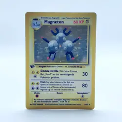 Pokemon TCG Card - Magneton 9/102 Base Set Holo 1st Edition German Poor - Image 1