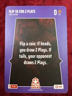 BO JACKSON BATTLE ARENA CARD ~ "FLIP YA FOR 2 PLAYS" ~ 0 COST ~ #PL-63 - Image 1
