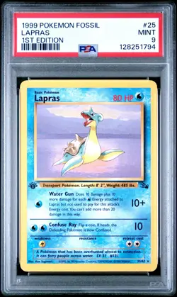 PSA 9 MINT 1999 POKEMON FOSSIL 25 LAPRAS 1ST EDITION EMGLISH - Image 1