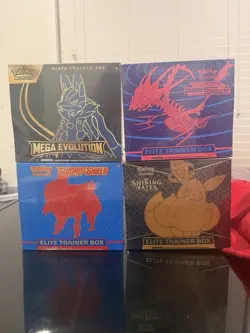 !! (4) ETB BUNDLE !! SEALED Pokemon TCG: Darkness Ablaze+SWSH Base+Shining+Mega - Image 1