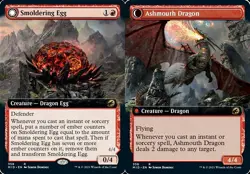 1x Smoldering Egg // Ashmouth Dragon - Extended Art NM Eng MTG - Midnight Hunt - Image 1