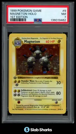 1999 POKEMON SET 1ST EDITION #9/102 MAGNETON HOLO PSA 7 - Image 1