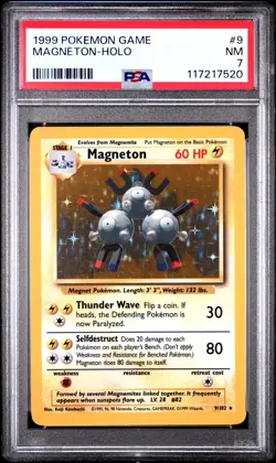 1999 Pokemon Game Magneton 9/102 Holo PSA 7 - Image 1