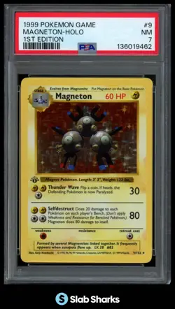 1999 POKEMON SET 1ST EDITION #9/102 MAGNETON HOLO PSA 7 - Image 1