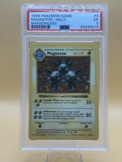 1999 Pokemon Shadowless Base Set Magneton Holo #9 PSA 5 - Image 1