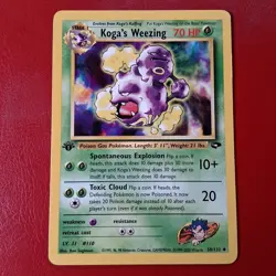 Koga's Weezing 50/132 Gym Challenge Regular FIRST Edition Pokemon Card Lp - Image 1