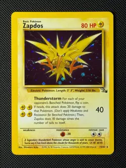 Pokemon Cards Zapdos 15/62 Fossil Holo 1999-2000 Rare NM - Image 1