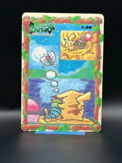 Pokemon Card Caterpie Pikachu No. #09 Sealdass Stitch Touch Card Bandai MP - Image 1
