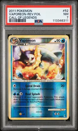 2011 POKEMON CALL OF LEGENDS VAPOREON #52 REVERSE FOIL PSA 7 NM #113346311 - Image 1