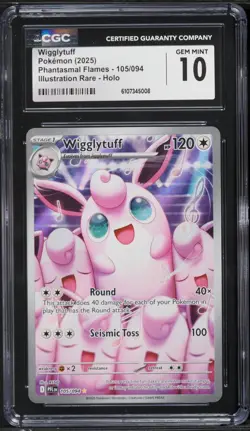 2025 Pokemon Mega Phantasmal Flames IR Wigglytuff #105 CGC 10 - Image 1