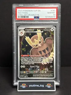 2024 Pokemon Svp En-Sv BSP Stellar Crown Etb Noctowl #141 PSA 10 - Image 1