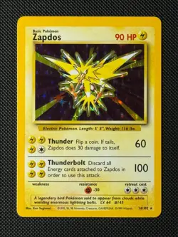 Pokemon Cards Zapdos 16/102 Holo Base Set Rare LP - Image 1