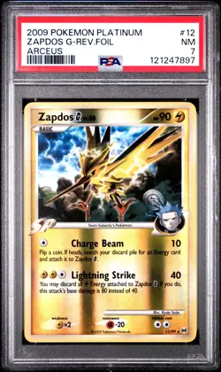2009 POKEMON PLATINUM ARCEUS ZAPDOS G #12 REVERSE FOIL PSA 7 NM #121247897 - Image 1