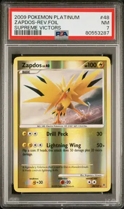 2009 POKEMON SUPREME VICTORS ZAPDOS #48 REVERSE HOLO PSA 7 NM #80553287 - Image 1