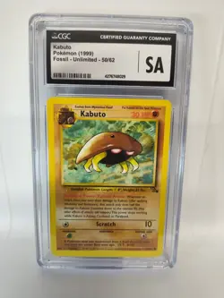 💥Graded Pokemon 1999 Vintage Fossil Unlimited Set Kabuto 50/62 CGC SA Slab - Image 1