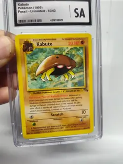 💥Graded Pokemon 1999 Vintage Fossil Unlimited Set Kabuto 50/62 CGC SA Slab - Image 3