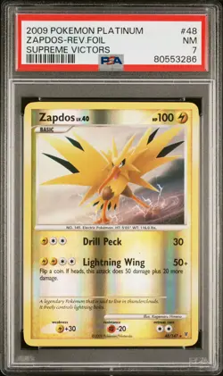 2009 POKEMON SUPREME VICTORS ZAPDOS #48 REVERSE HOLO PSA 7 NM #80553286 - Image 1